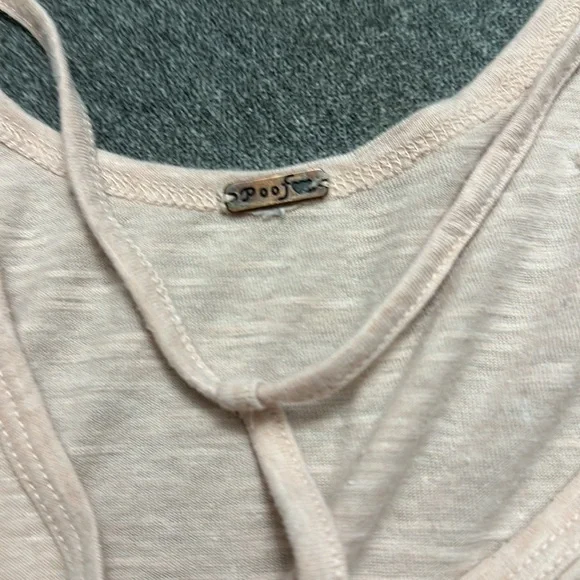 Poof Light Pink Tank Top Size Large with Designed Neck - Picture 4 of 5